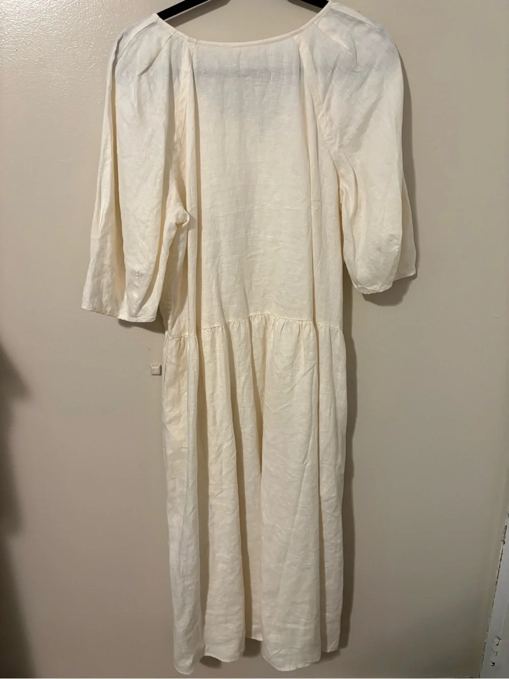 Everlane Linen Oversized Puff Sleeve Dress 100% European Flax Lux Pockets Large - Picture 10 of 12